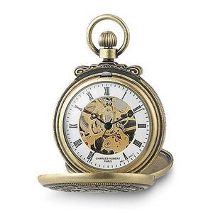 Charles Hubert Antique Gold Finish Lion Crest Pocket Watch